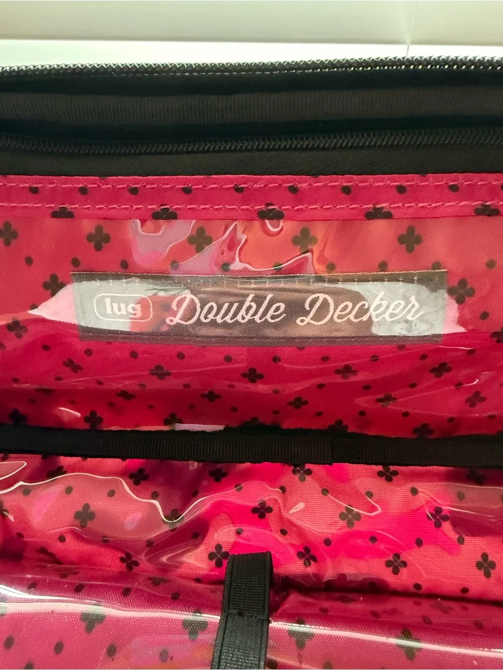 Lug brand olive/pink/black Camo Cosmetic Case with lots of storage sections